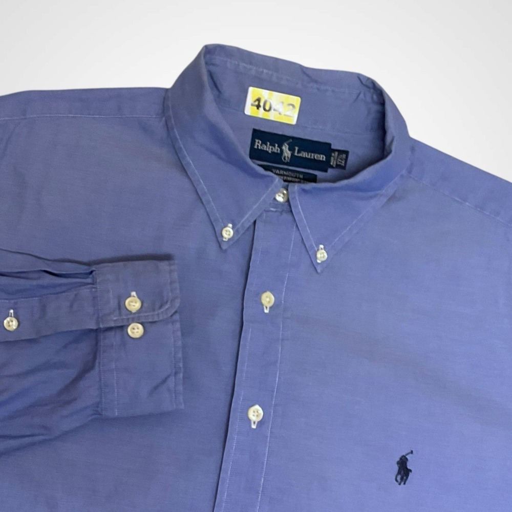 Ralph Lauren Shirt Mens 17.5 34/35 Blue Yarmouth Pinpoint Oxford Button Down